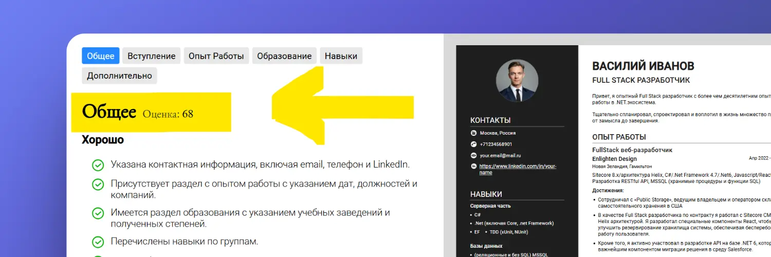 Оценка резюме - Общая оценка